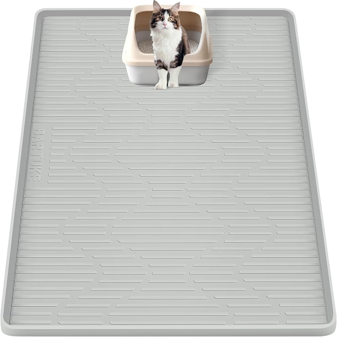 Silicone Cat Litter Box Mat 36"x 24" Extra Large Cat Rubber Mat | Cat Mat for Litter Box, Non-Slip, Waterproof Cat Litter Trapping Mat with Raised Edge, Kitty Litter Mat for Floor, Easy Clean
