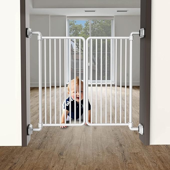 ICERO - Baby Gate Wall Protector - Protect Walls & Doorways from Pet & Dog Gates - for Child Pressure Mounted Stair Safety Gate- 8 Pack, White
