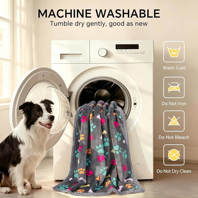 Luciphia Waterproof Pet Blankets for Couch Sofa Bed Cover Cat Liquid Pee Proof Washable Soft Fluffy Large Dog Blanket Reversible Furniture Protection Puppy Grey Bone Thicken X-Large（85" x 57"）