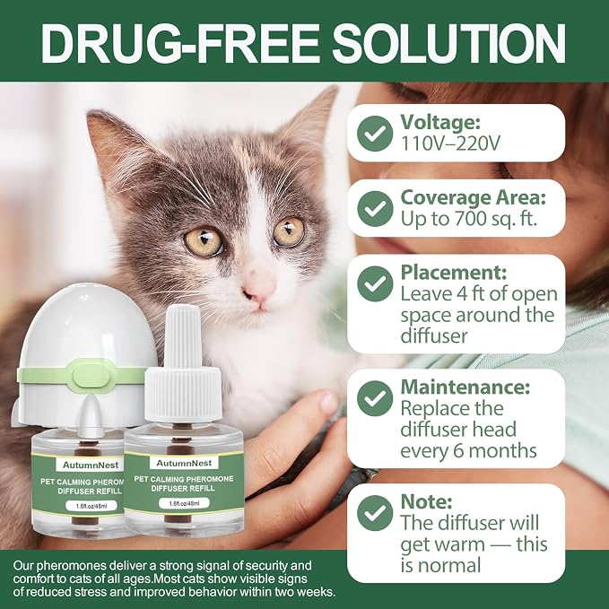 6-in-1 Cat Calming Pheromone Diffuser Kit, 120 Days Support | Cat Calming Diffuser for Anxiety Relief, Aggression, Scratching, Urine Marking, Fighting, Meowing, Hiding, Safe for All Cats