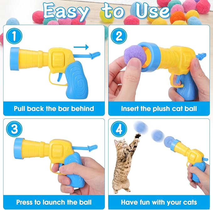 Mity rain Cat Ball Pit with Balls Included, Interactive Cat Toy for Indoor Cats, Blue