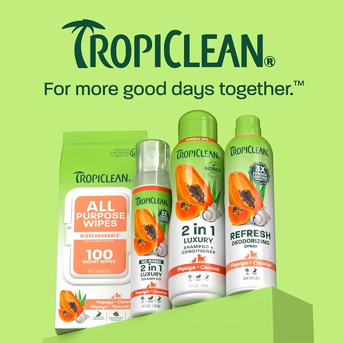 TropiClean Papaya & Coconut Dog Wipes for Paws and Bottom | Deep Cleaning Dog Grooming Wipes | Safe for The Face | Cat Friendly | 400 Count