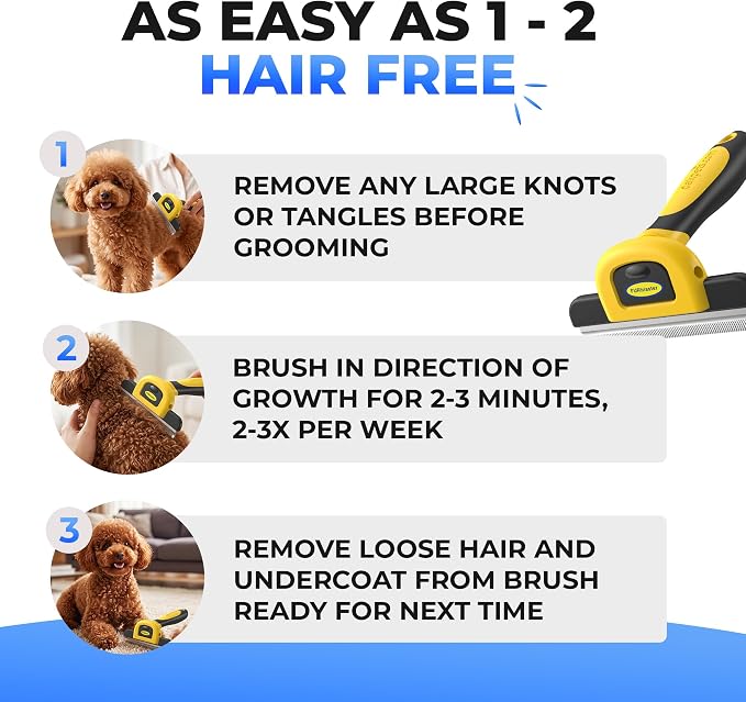 DakPets Stainless Steel Deshedding and Dematting Tool | Professional Pet Grooming Fur Brush for Cats and Dogs Hair Removal