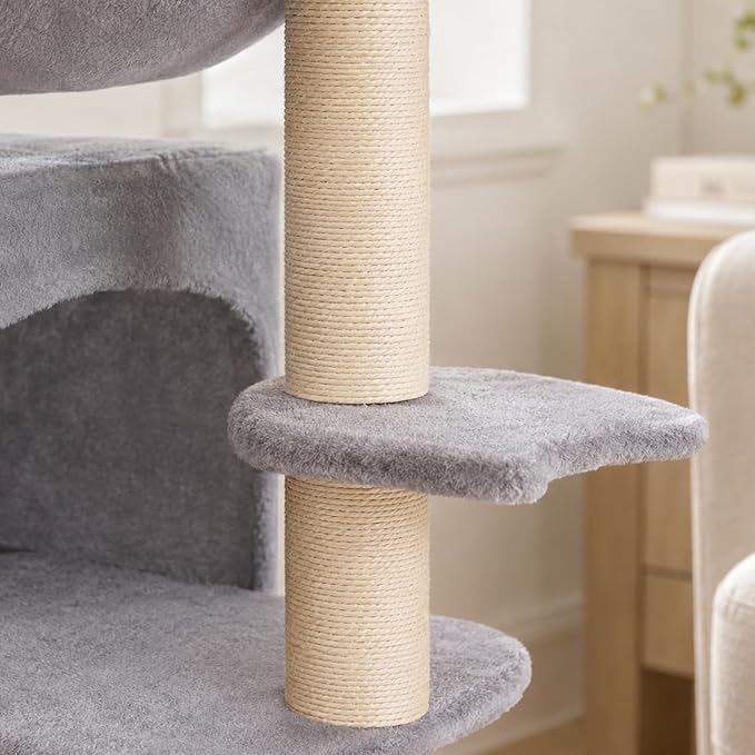 HUITREE 45in Cat Tree Tower with Big Condo for Indoor Cats,Cat Tower with Scratching Post,Scratching Board and Cat Toys,Multi-Level,Small Space,Transformer Cat Tree (338G)