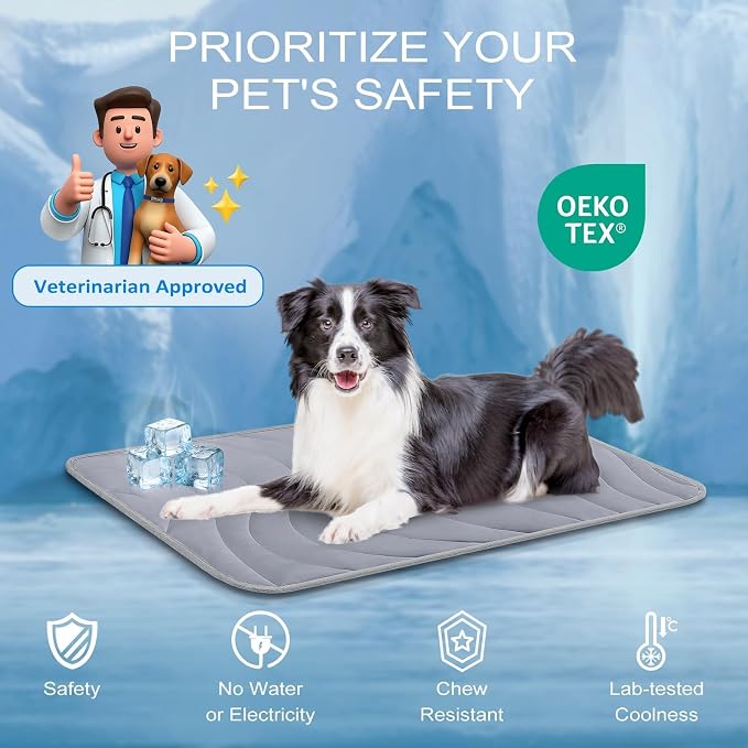 Cozyide Dog Cooling Mat, Q-Max>0.45 Thin Breathable Cooling Mat for Extra Large Dogs, Washable Reversible Dog Pad for Four Seasons, 40" L x 28" W, Dark Grey