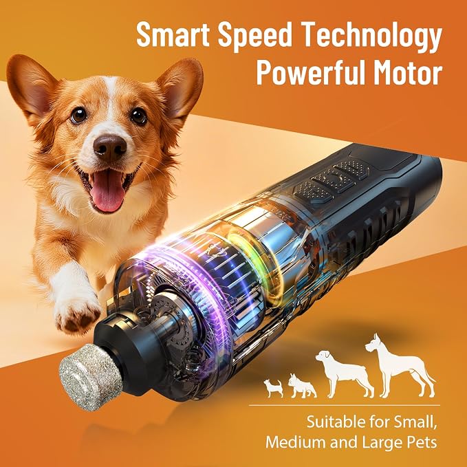 Electric Dog Nail Grinder: Upgraded 5-Speed Quiet Dog Nail Trimmer-Safe Painless Nail File for Claw Trimming & Grooming Care at Home for Dogs & Cats