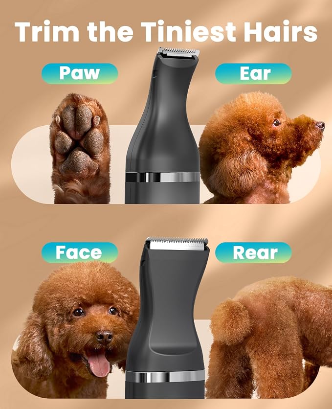 oneisall Dog Paw Trimmer, Small Dog Clippers with Double Blades (Black) | Low Noise, Gentle Skin-friendly Design, Cordless Precision Pet Hair trimmer for Grooming, for Paws, Eyes, Ears, Face, Rump