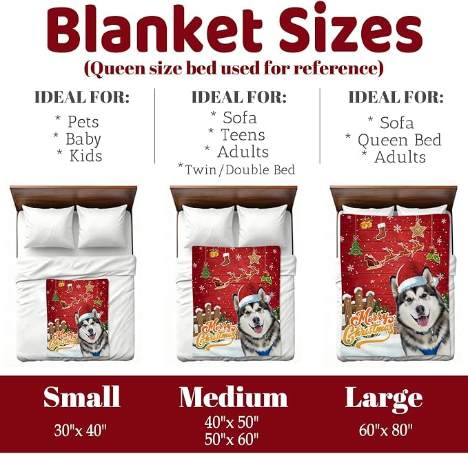 Nxwdwqa Personalized Christmas Dog Blanket Throws with Photos, Custom Christmas Pet Blanket, Dog Gifts for Pet Lovers, Customized Puppy Blanket for Adult Kid Birthday Fathers Mothers Valentines Gift