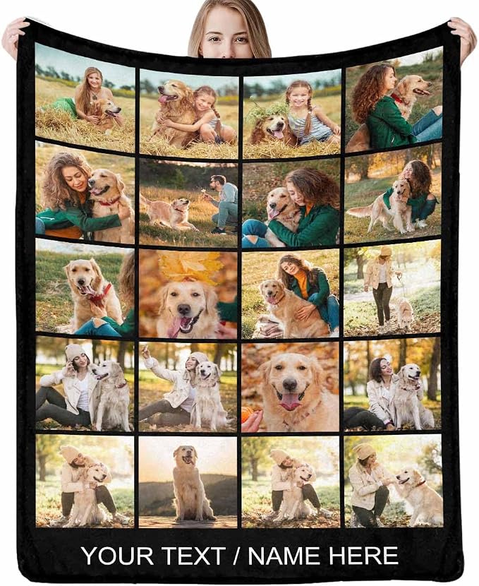 Artsadd Pet Memorial Gifts for Dogs Cats-Personalized Blanket with Photos and Text-in Loving Memory Gifts for Loved Ones Lost-Custom Remembrance Gifts Blankets for Pets Lover