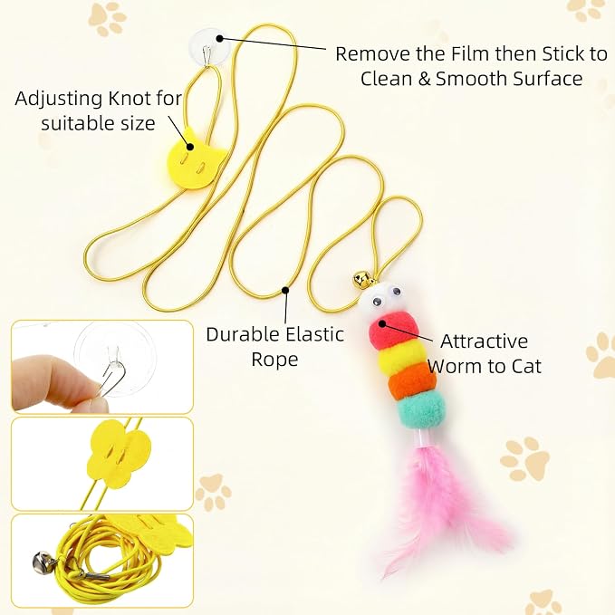 Leitee 15.2" X 10" X 8" 100 Pcs Cat Bed Storage Basket Gift Cat Variety Toys Set Cotton Rope Basket, Fish Mice Pet Bell Colorful Crinkle Balls Spring Toy for Kitten Swat Interactive (Basic,Grey,White)