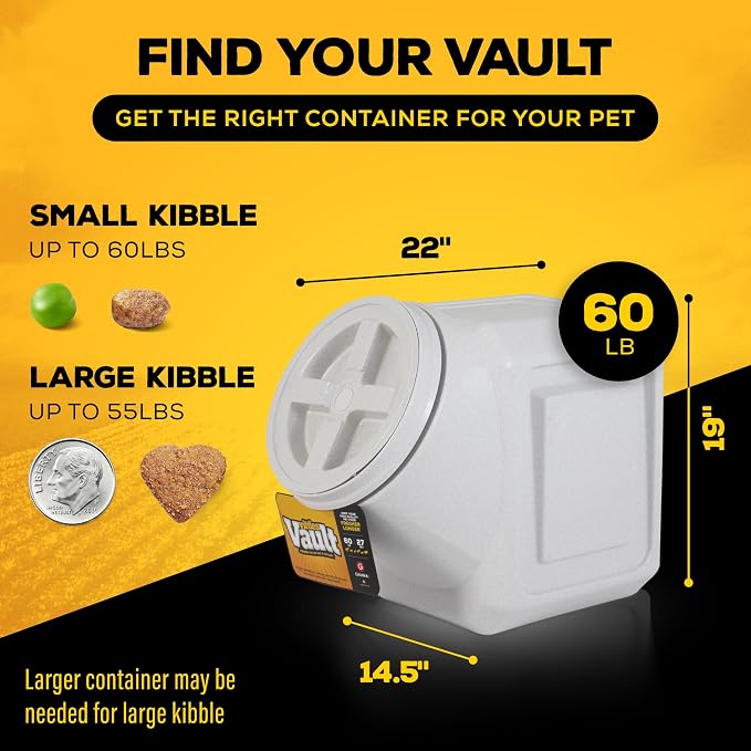Vittles Vault Airtight Stackable Pet Food Storage Container Up to 60lbs | With Sealing Lid for Dry Pet Food, Made in USA, Measures 14.5 In L x 19 In H