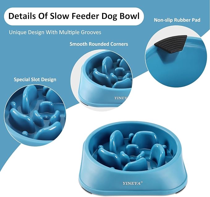 YINEYA Slow Feeder Dog Bowls, Pet Supplies That Slow Down Eating, Pet Food Bowls, Maze Dog Puzzle Feeder for Medium Breed