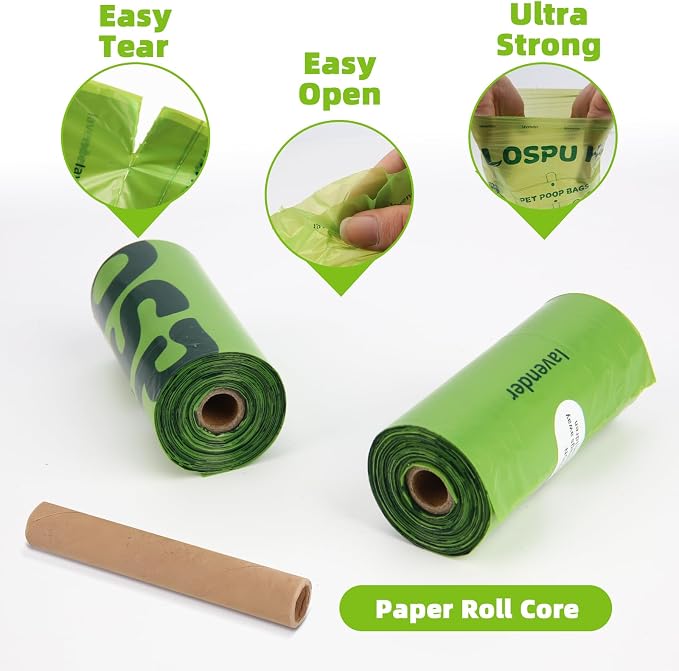 Dog Poop Bags Rolls, 540 Count Extra Thick Tear Resistant Poop Bags for Dogs, Leak Proof Pet Waste Bag for Outdoor Doggie Walking and Cat Litters Cleaning