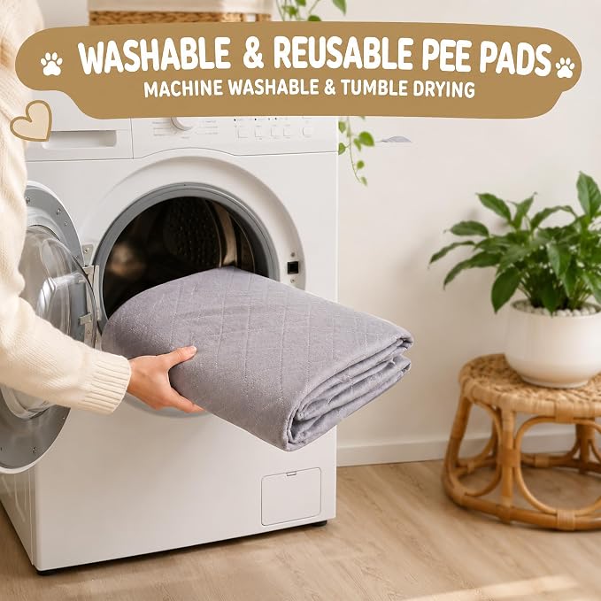 CoolShields Washable Pee Pads for Dogs, 48'' x 65'', Grey, 1 Pack | Ultra-Absorbent, Reusable Waterproof Puppy Training Pad for Crate & Carpet, Fits 24''high 6-panel Playpens.