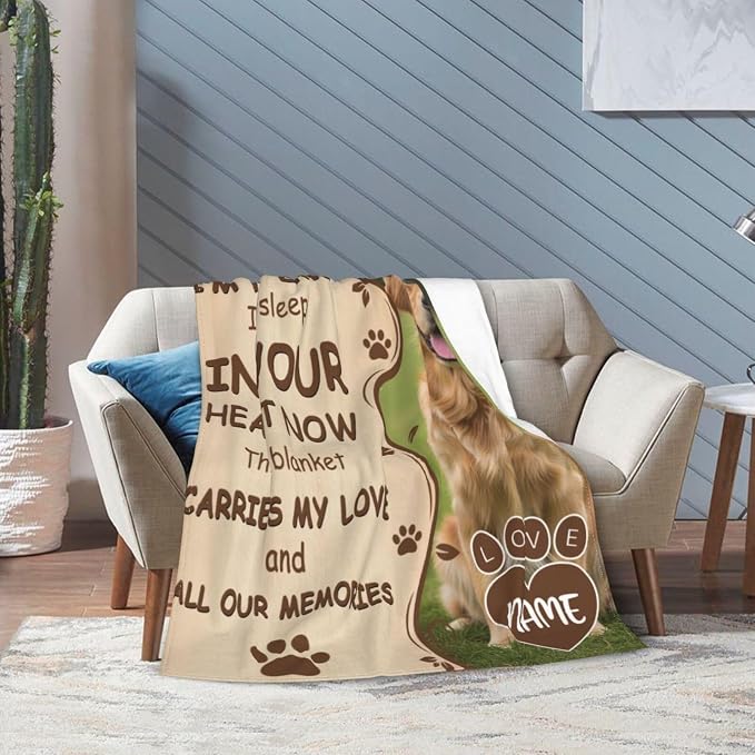 Nxwdwqa Personalized Dog Blanket Throws with Photos, Custom Pet Name Blanket, Dog Gifts for Pet Lovers, Customized Puppy Blanket for Adult Kid Birthday Christmas Fathers Mothers Valentines Gift