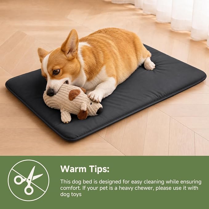 Outdoor XXL Dog Crate Pad Bed, Waterproof Wipeable Mat, 47x29, Black | Wipeable Kennel Mat Pet Sleeping for Large Dogs, Waterproof, Outdoor, Anti-Slip, Suit for Travel, Trunk, Kennel