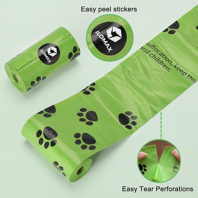 ILOMAX Dog Poop Bags with Dispenser, 270 Lavender Scented Waste Bags, Extra Thick Leak-Proof, 38% Plant-Based, Fits All Standard Holders – 18 Rolls