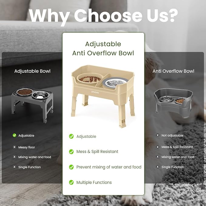4-in-1 Elevated Dog Bowls with Adjustable Stand, Slow Feeder & Water Bowls