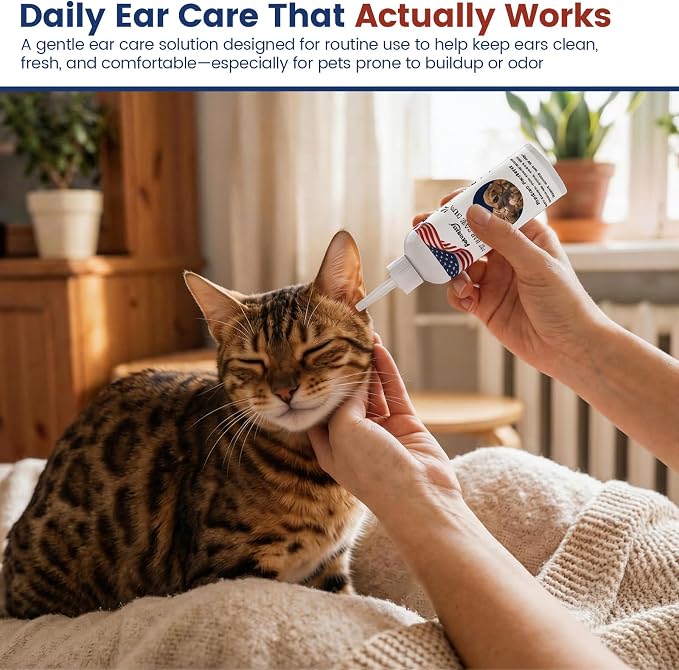 Petnanny Dog Ear Cleaner,Cat Ear Cleaner Drops, Pet Ear Cleaner Gentle Care | Cat Ear Drops with Silver Ion & Botanical Extracts, Non-Stinging Dog Ear Wash, Soothes Itchy Ears & Gently Clear Wax & Debris