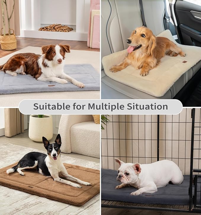 MADE 4 PETS Dog Crate Pad Washable Dog Bed for Small Dogs, 24"x18" | Washable & Reversible, Anti-Slip Kennel Mat for Cozy Sleeping, Soft Fluffy Dog Bed for Indoor & Outdoor Use, , Dark Gray