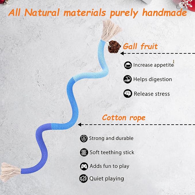 Cat Chew Toy Silvervine Sticks for Cats, Cat Toy Catnip Rope Toys for Kitten Dental Care Safe Teeth Cleaning Toy for Indoor Cats Kitty Kicker Toy Interactive Catnip Kitty Toys for All Breeds Cat