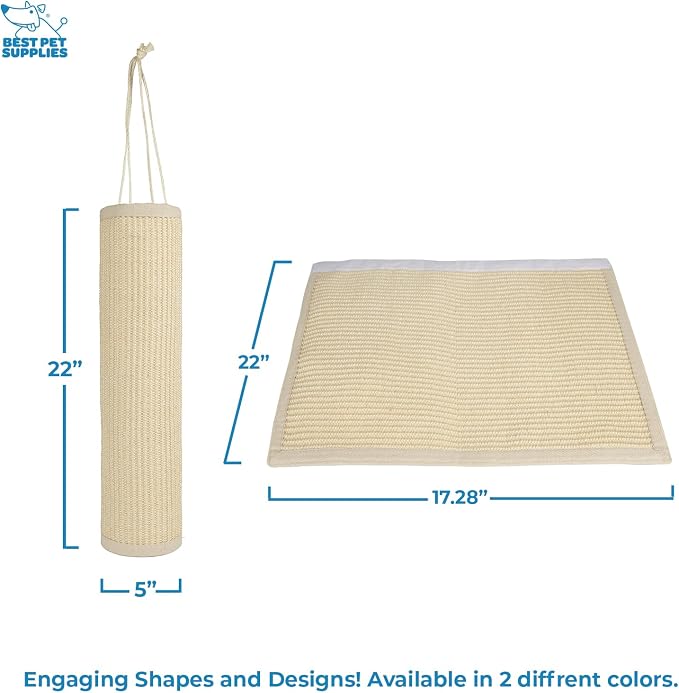 Best Pet Supplies Catify Cat Scratcher, Fun Interactive Scratchers, Posts, Poles, Claw Safe, Furniture Saver Indoor Play Support Natural Cat Behaviors Heavy Duty - Beige Log