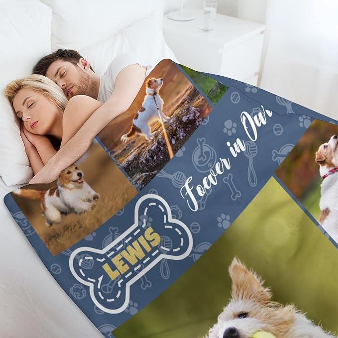 Artsadd Personalized Memorial Blanket with Pictures Pet Loss Sympathy Gift in Memory of Dog Cat Custom Photo Blanket