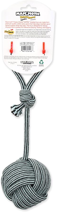 Mammoth Pet Products 43725196: Extra Flossy Chew Monkey Fist Tug w/Loop Handle Dog Toy, 14In