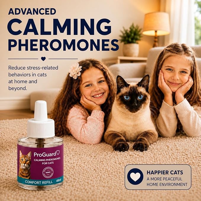 ProGuard® Cat Calming Diffuser Refill 6 Pack Cat Calming Pheromone Diffuser Refill Cat Plug in Pheromones Cat Stress Diffuser Cat Pheromones Calming for Cats Anxiety and Stress 48ml Vial-180 Days