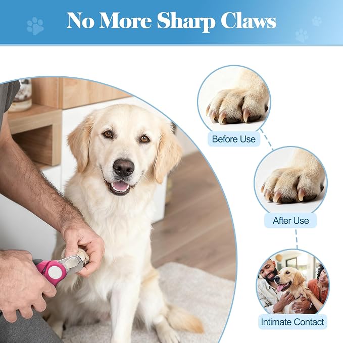 Swihauk Heavy Duty Dog Nail Clippers and Trimmers, Professional Pet Nail Clippers with Nail File for Dogs Cats Small Animal, Claw Clippers with Safety Guard to Prevent Over-Cutting, Pink