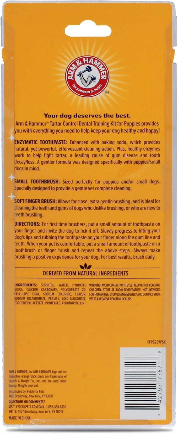 Arm & Hammer for Pets Tartar Control Dental Training Kit for Puppies, Includes Dog Toothbrush, Toothpaste & Fingerbrush for Puppy Dental Health, Vanilla Ginger Flavor, 0.84 Oz