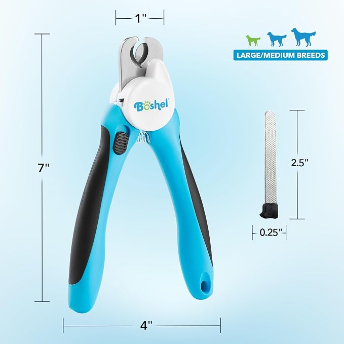 Boshel LED Large Dog Nail Clippers with Quick Sensor, Light, and Safety Guard, Pet's Sharp Toenail Cutter and File