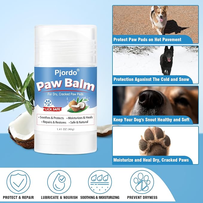 Pjordo Dog Paw Cleaner Kit, No-Rinse Foaming Cleanser for Dogs and Cats, Dog Paw Balm for Heal Dry Cracked Paws & Nose, Pet Foot Washer Paw Scrubber for Large Medium Small XL Breed Dogs