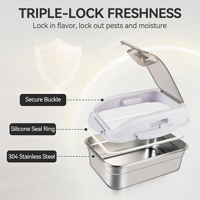 ALL FOR PAWS Stainless Steel Pet Food Storage Container with Airtight Lid & Scoop, 304 Stainless Metal Storage Bin for Small Dog Food&Treats, Cat Food, Bird Seed, Up to 11 Lbs,Keep Fresh,Easy to Clean