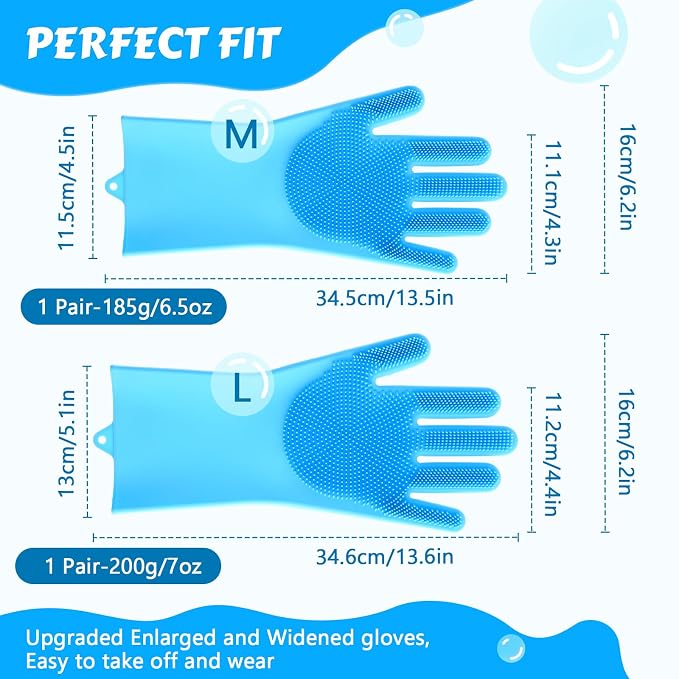 Pecute Silicone Pet Grooming Gloves for Washing Cats Dogs Bath Brush (Pack of 2)
