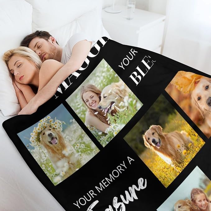 Artsadd Personalized Memorial Blanket with Pictures Pet Loss Sympathy Gift in Memory of Dog Cat Custom Photo Blanket