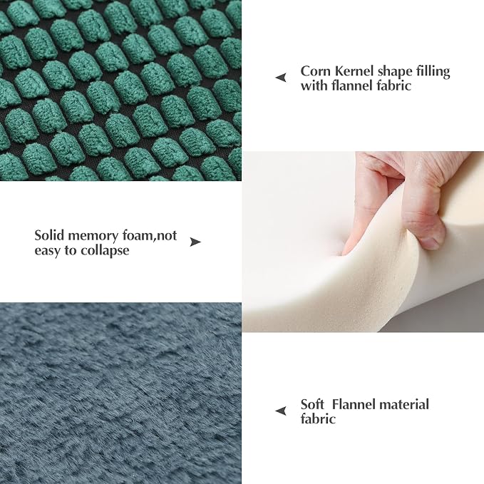 BVAGSS Reversible Dog Crate Pad, Memory Foam Pet Bed Mat, Soft Warm Machine Washable Sleeping Kennel Mattress for Small Medium Dogs XH079 (24''x18''x1.6'',Green)