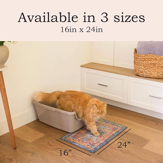 Lovewag Cat Litter Mat, Litter Box Mat, Bohemian Jewel, 16x24, 2 Pack | Washable litter mat cover, kitty litter mat & cat mat for litter box, litter trapping mat, prevents tracking, multi-cat