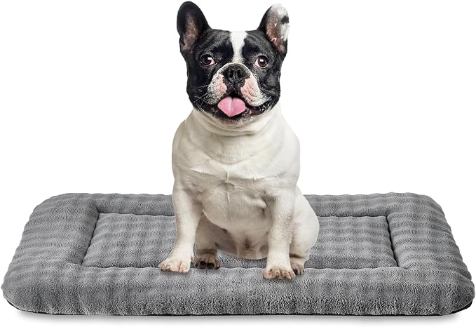 Dog Bed Mat Crate Pad for Medium Dogs, Grey, 30"x 19" | Washable Soft Pet Sleeping Mat, Anti-Slip Kennel Pad with 3D Bubble Pattern