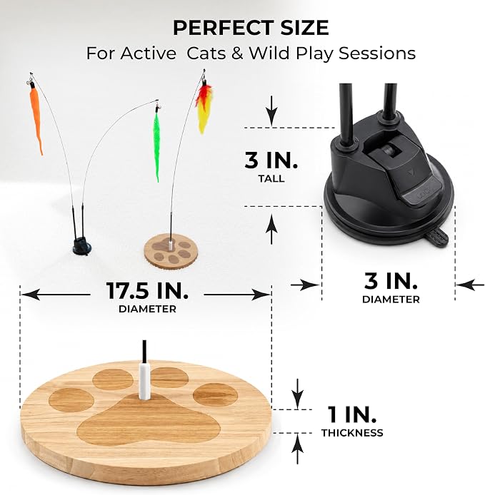 Feather Wand Teaser Cat Toys 18-Piece Simulation Toys for Indoor Cats, Cat Stuff Self-Holding Floor Base & Suction Cup, Bird Simulation Self Play Kitten Toys for Bored Adult Cats