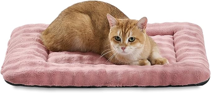 Pet Bed Mat Crate Pad for Cats Small Dogs, Dusty Pink, 24"x 18" | Washable Soft Pet Sleeping Mat, Puppy Cat Kitten Cushion with 3D Bubble Pattern