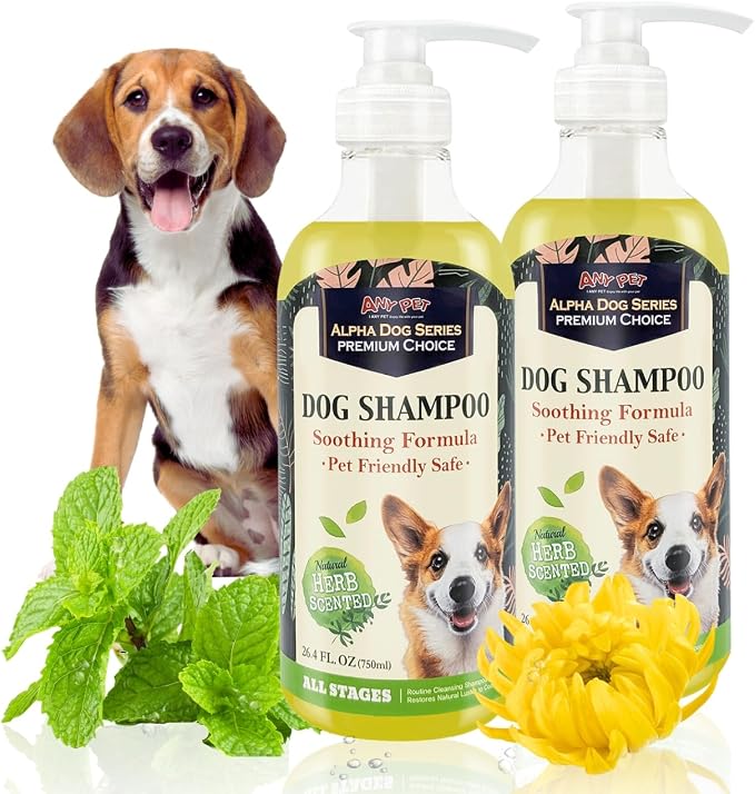 Grooming Natural Herbal Dog Shampoo, pH Balanced Shampoo for Dogs, Moisturizing Soothing Dog Shampoo for Sensitive Skin - 26.4 fl. oz. (Pack of 2)