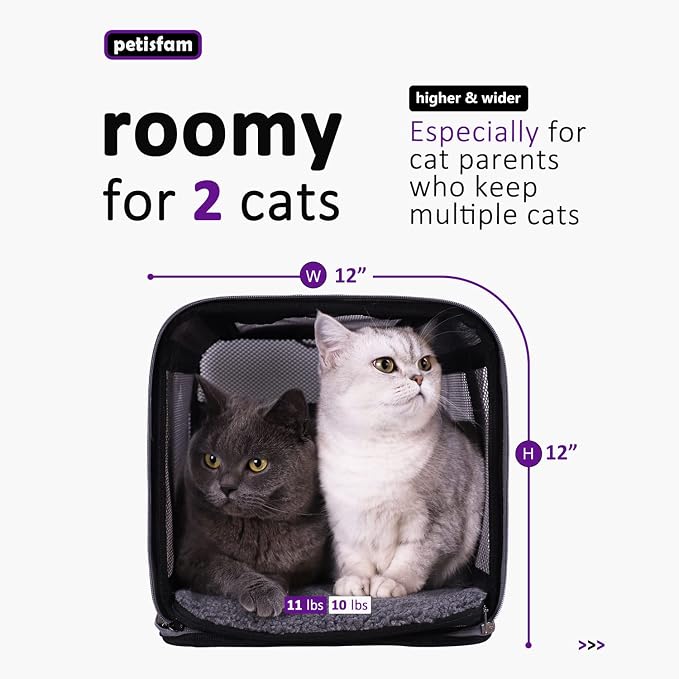 Soft Pet Carrier for Large and Medium Cats, 2 Kitties, Small Dogs. Easy to Get Cat in, Great for Cats that Don't Like Carriers (Black)
