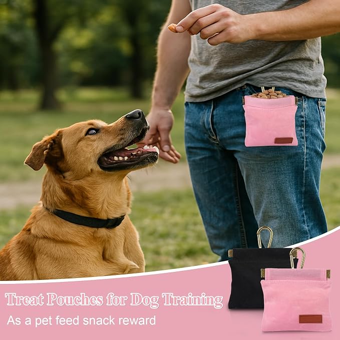 2Pcs Hands Free Dog Treat Pouches for Training, Walking and Outdoor Use | Dog Treat Bag with Carabiner, Hands Free, Auto Closing Pet Treat Pouch for Training,Walking, Hiking