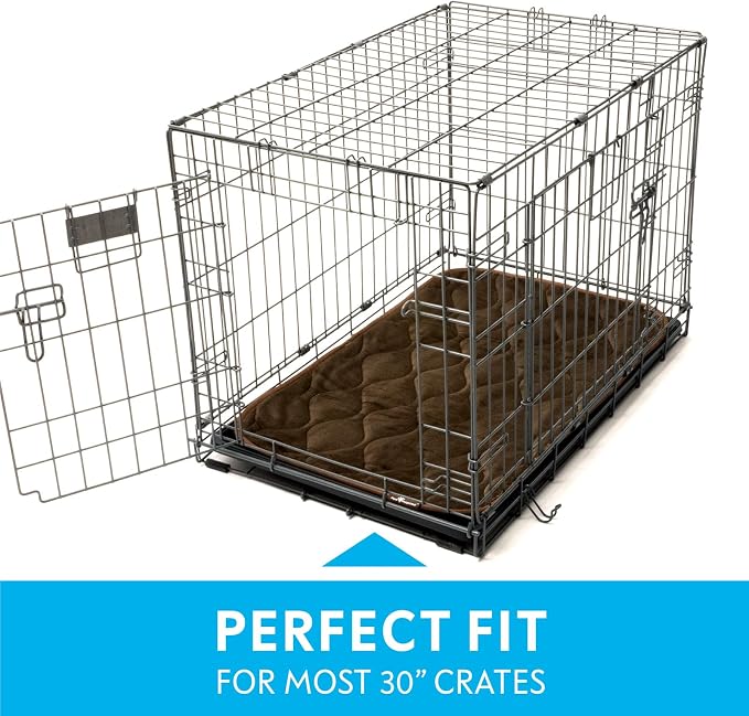 Paw Inspired Washable Padded Crate Mats for Dogs, Dark Brown, 29x18 Inch | Fits 30-inch Kennels, Leakproof, Waterproof Bottom, Plush Dog Pad, Pet Bed