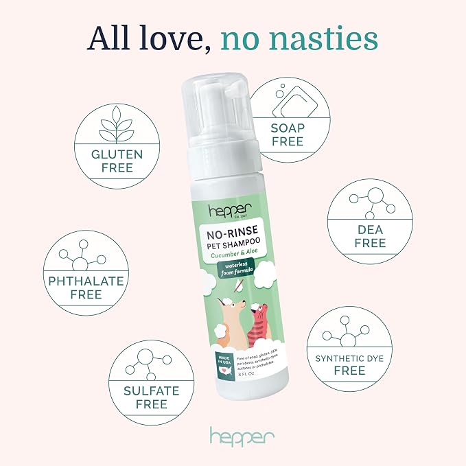 Hepper Waterless No Rinse Dry Shampoo for Dogs & Cats - 8oz