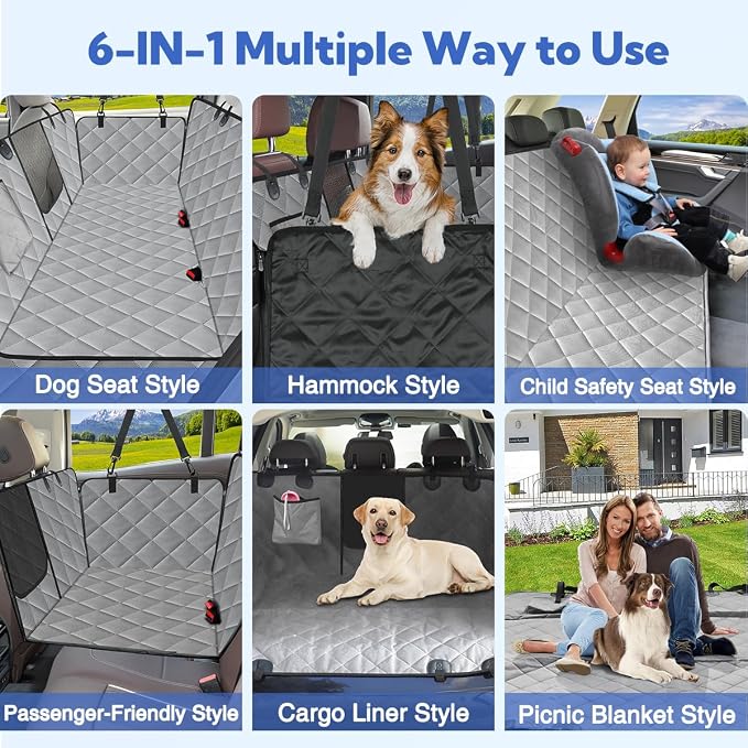 Kytely Heavy Duty Dog Car Seat Cover, 100% Waterproof & Scratch-Proof Backseat Protector with Mesh Window – Non-Slip Hammock for Cars Trucks SUVs, Keep Seats Clean & Dog Comfortable