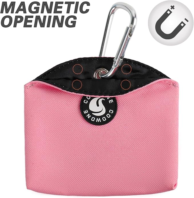 Dog Treat Pouch Magnetic Closure Small Dog Training Treat Pouch Pocket Sized Small Dog Treat Pouch with Clip (Pink)