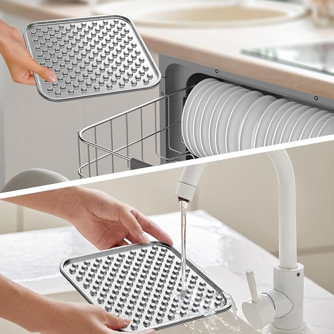 2Pack Dual Wall Stainless Steel Large Lick Mat for Dogs & Cats, Chew-Proof Slow Feeder, Anxiety Reducer, Whisker-Friendly for Cats, Non-Slip Heavy Duty Base, Raw Feeding Pad, Dishwasher Safe