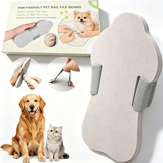 Dog Nail Scratch Board with Hand Strap, Portable Pet Nail File Sandpaper Board, Non-Slip EVA Dog Nail Grinder for Small Medium Large Dogs, Stress-Free Quiet Nail Trimming Tool, Lightweight Grey